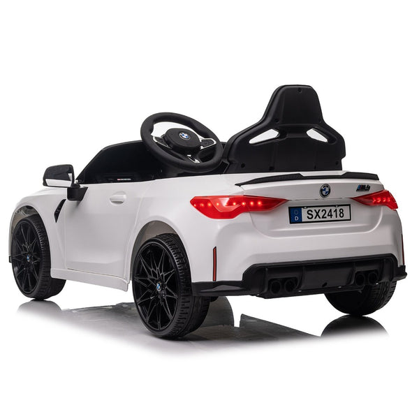 English Elm Bmw M4 Licensed Kids Ride on Car with Parental Remote Dual Motors and Led Lights White W1578P214202