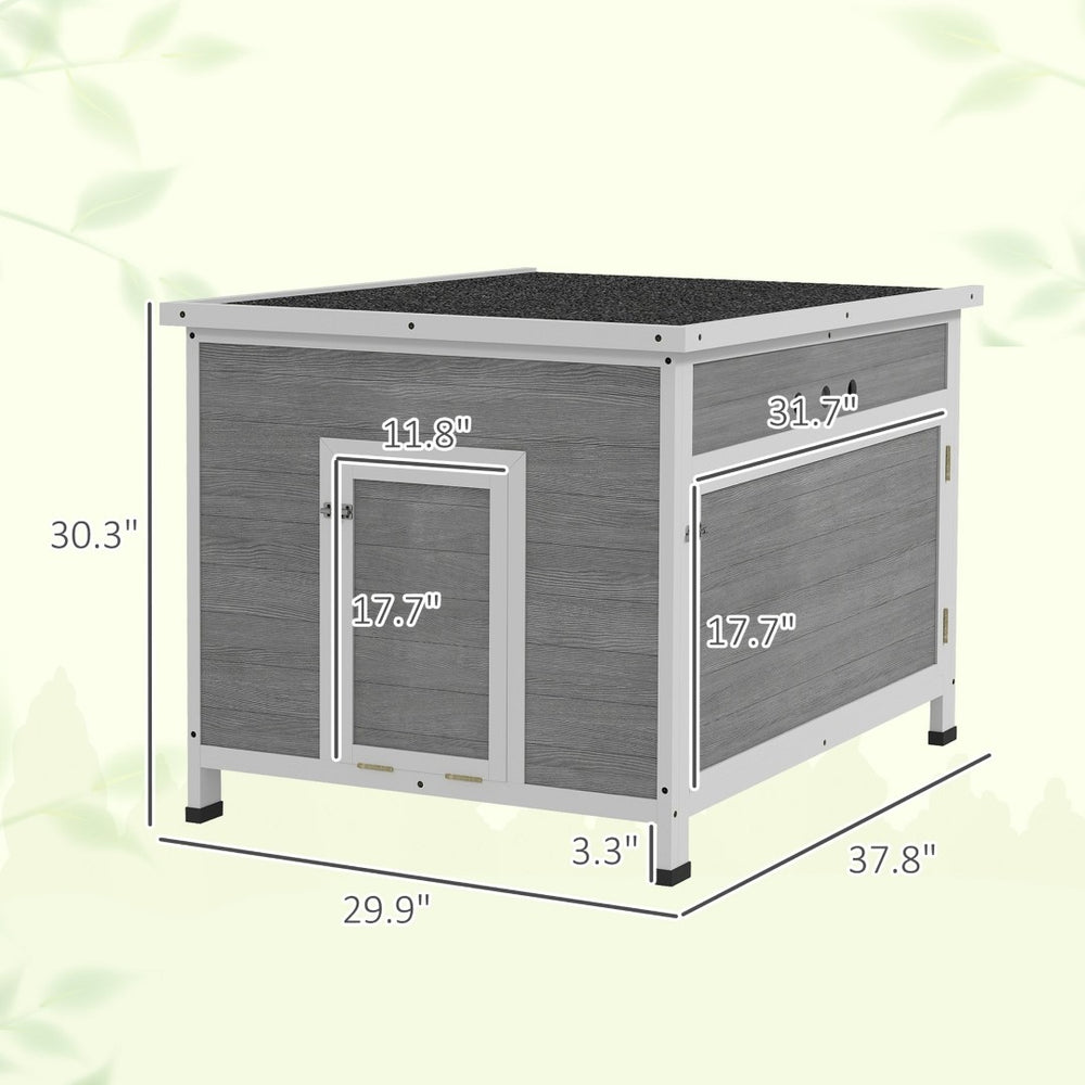 English Elm Wooden Fir Duck House with Ramp Door Asphalt Roof Vented Raised Floor Outdoor Coop T3971P407849