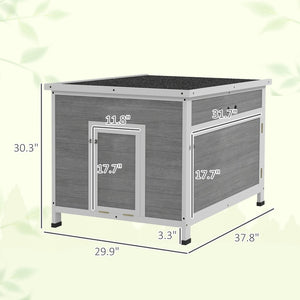 English Elm Wooden Fir Duck House with Ramp Door Asphalt Roof Vented Raised Floor Outdoor Coop T3971P407849