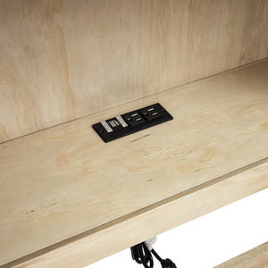 English Elm Twin Size Daybed with Trundle, Built-In Storage Cabinets, Curved Details and Dual USB Ports for Small Spaces Wood GX000353AAD