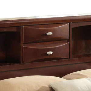 English Elm Contemporary Full Bedroom Set with Bookcase Headboard Storage Drawers Cherry Wood Finish B2741S00569