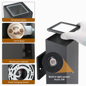 English Elm Outdoor Matte Black Square Sconce Set with Dusk to Dawn Sensor for Porch or Garage W1340P449839