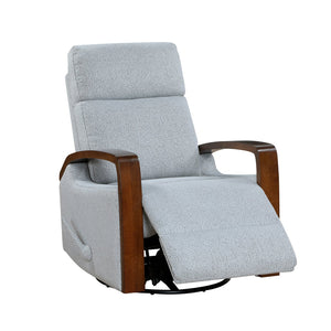 English Elm New Luxurious Swivel Glider Reclining Chair in Gray Boucle Fabric with Wooden Arms, Plush Foam Padding, 360° Swivel and Smooth Recline for Living Room or Nursery B011P395823