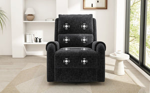 English Elm Manual Recliner Swivel Rocker Massage Chair Chenille Nursery and Living Room Seat Black N763P347287B