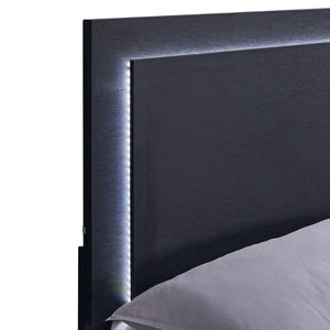 English Elm Jeremiah Matte Black Full Panel Bed with Gold Feet and Built-in Led Halo Lighting B062S01753