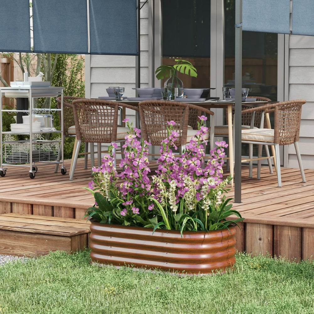 English Elm Outsunny Galvanized Raised Garden Bed Kit - Compact 3.5' X 2' Elevated Planter For Flowers & Herbs W2225P174436-GIGA