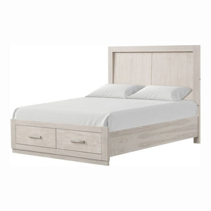 English Elm King Platform Bed Set with Led Headboard Oak Veneer Storage and Two Nightstands B2741S00863