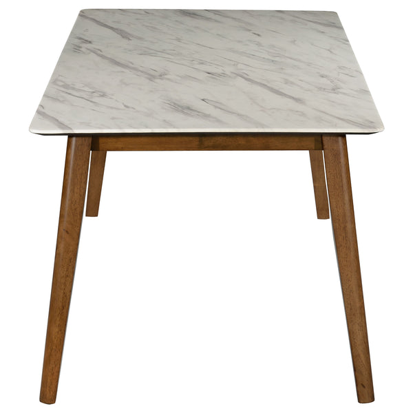English Elm Tiburon White Faux Marble Dining Table with Spacious 63" Top, Durable HPL Surface & Timeless Style B062P331050