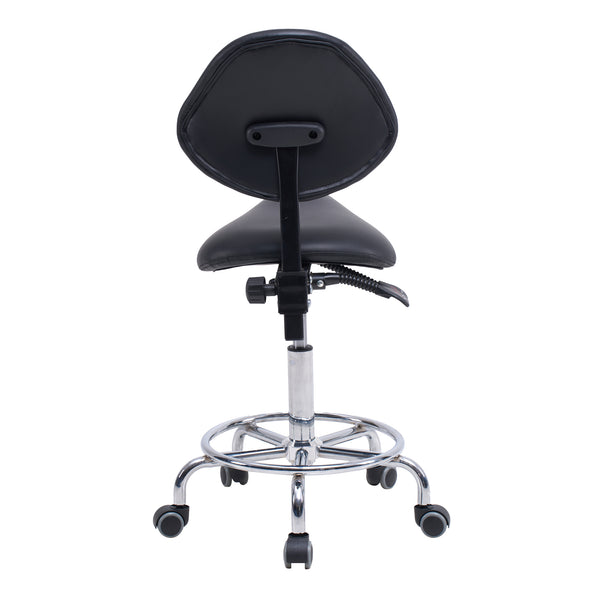 English Elm Saddle Ergonomic Swivel Stool with Backrest, Hydraulic Tilt, Footrest & Smooth Wheels for Clinic W2069P342823