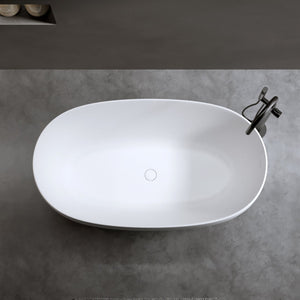 English Elm 47'' Freestanding Stone Resin Soaking Tub Matte White Ergonomic with Pop up Drain W2753P191219