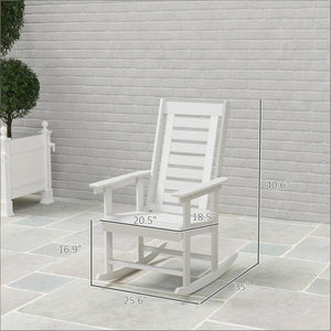 English Elm Black Hdpe Slatted High Back Rocking Chair Set for Porch Patio Deck Outdoor Use T3971P444271