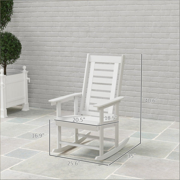English Elm Black Hdpe Slatted High Back Rocking Chair Set for Porch Patio Deck Outdoor Use T3971P444271
