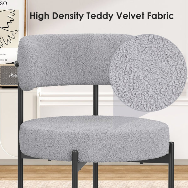 English Elm Dining Chair Set of 4 Sherpa Upholstered Button Tufted Mid Century Modern Seating T3623P431463