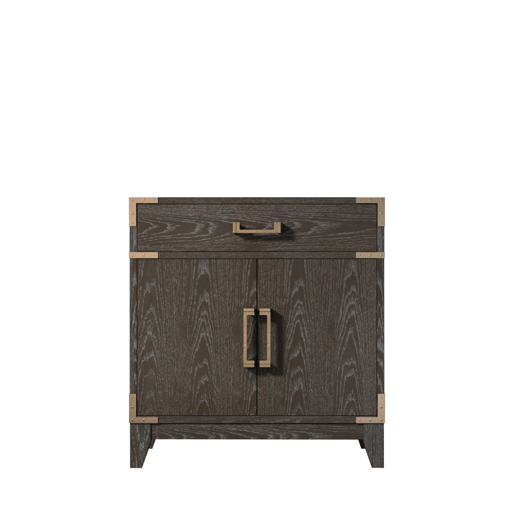 English Elm Brown Oak Single Bath Vanity – 30" W X 22" D, Contemporary Design, Soft-Close, Ample Storage Solutions B2731P259748
