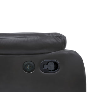 English Elm Recliner Gel Leatherette Loveseat with USB Ports, Manual Motion, Plush Pillow Arms & Vertical Stitching B089P240477