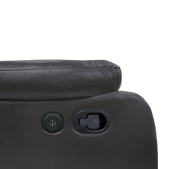 English Elm Recliner Gel Leatherette Loveseat with USB Ports, Manual Motion, Plush Pillow Arms & Vertical Stitching B089P240477