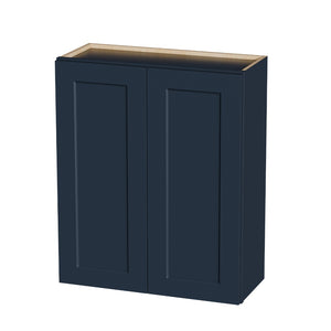 English Elm Navy Shaker Solid Wood Wall Cabinet Soft Close Double Door Kitchen Bath Storage T2950P479973