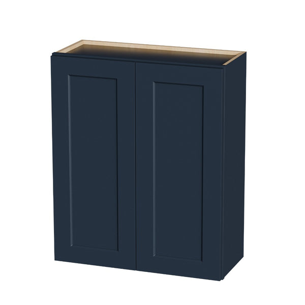 English Elm Navy Shaker Solid Wood Wall Cabinet Soft Close Double Door Kitchen Bath Storage T2950P479973