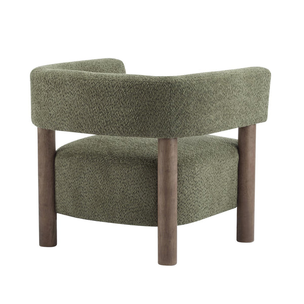 English Elm Christopher Knight Home® - Boucle Plush Bouclé Accent Chair with Rubber Wood Frame, Spring Bag Cushion for Cozy Support Olive Green,Walnut 30.75 L x 28.9 W x 19.25 H N776P268327G