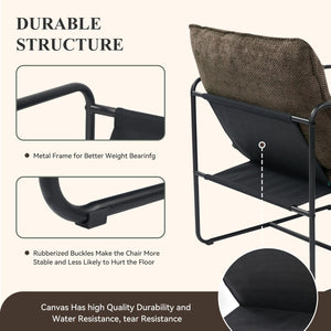 English Elm Accent Chair Mid-Century Rattan Arms Set of 2 with Rubber Wood Legs, Plush Fabric Seat, Cozy Lounge Brown T3950P399124