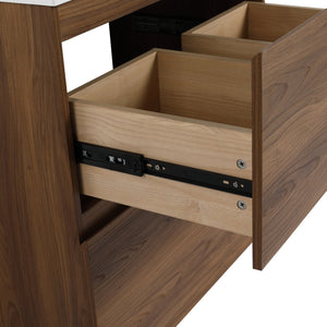 English Elm 30" Modern Bathroom Vanity With Undermount Sink, Double Drawer Storage & Waterproof Finish In Brown W1972S00007