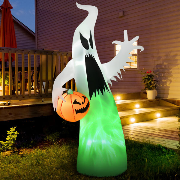 English Elm Homcom 5.9' Inflatable Halloween Ghost With Pumpkin – Led Lawn Decor For Parties & Outdoor Fun! W2225P229418