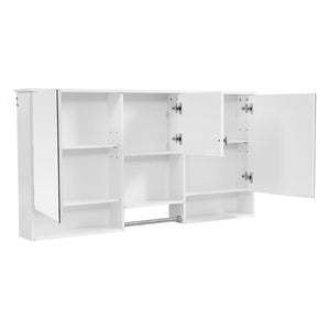 English Elm 55 Inch Wall Mount Medicine Cabinet Dual Mirrored Doors Soft Close Bathroom Vanity Storage N710P401336K