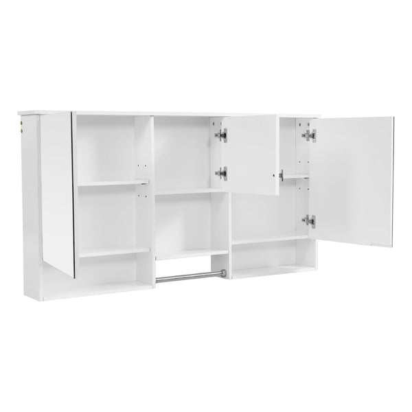English Elm 55 Inch Wall Mount Medicine Cabinet Dual Mirrored Doors Soft Close Bathroom Vanity Storage N710P401336K