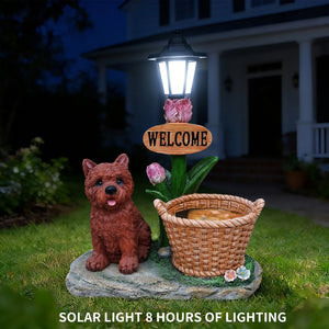 English Elm Labrador Solar Garden Statue with Led Glow and Built-in Succulent Planter Basin W5398P464248