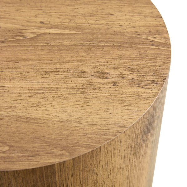 English Elm Simple Wood Grain Cylindrical Coffee Table – 11.8" Diameter For Modern, Industrial & Scandinavian Style W1151P361923-GIGA