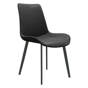 English Elm Black Pu Leather Dining Chair Set Of 4 – Modern Ergonomic Design With Metal Legs For Home & Office T3967P384553