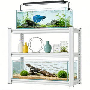 English Elm 20-30 Gallon Aquarium Stand Heavy Duty Steel Three Tier Rack for Home or Office White W2735P457277