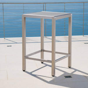 English Elm 43" Outdoor Tempered Glass Top Aluminum Bar Table Powder-coated for Patio Use 60013.00