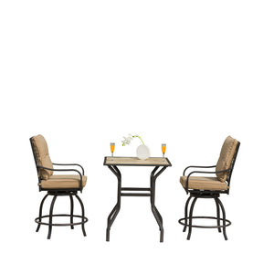 English Elm Outdoor Living 3-Piece Patio Bar Set With Swivel Stools, Cushions & Durable Table For Garden Fun W1859S00096