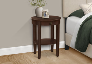 English Elm Accent 2-Tier Accent Table with Drawer and Shelf – Compact Round End or Nightstand with Knob Storage, Space-Saving Design and Easy Assembly Espresso 25 L x 24 W x 8 H B2710P219482