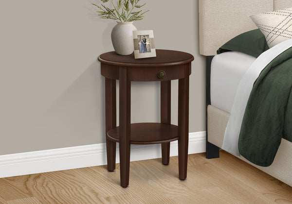 English Elm Accent 2-Tier Accent Table with Drawer and Shelf – Compact Round End or Nightstand with Knob Storage, Space-Saving Design and Easy Assembly Espresso 25 L x 24 W x 8 H B2710P219482