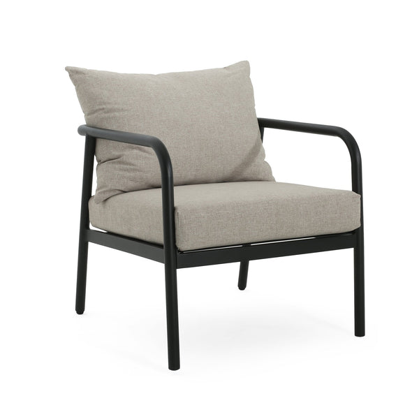 English Elm Christopher Knight Home® - Leora Weather-Resistant Round Tube Sofa Chair 2-Pack, Beige Cushions, Aluminum Frame, 400lb Capacity N775P180132B