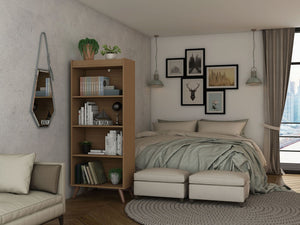 Manhattan Comfort Hampton Mid-Century Modern 2- Piece Home Office Set Maple Cream 26PMC10