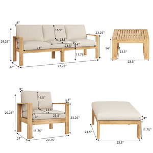 English Elm Christopher Knight Home® - Outdoor 4-Piece Acacia Sectional Patio Sofa Set - Stylish, Weather-Resistant Comfort For Your Space N757S438059B