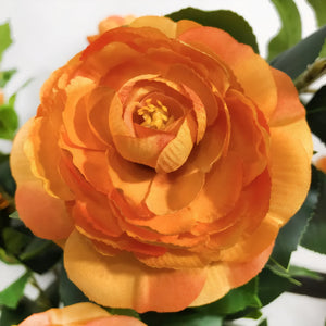English Elm Artificial Camellia Tree 36" 2-Pack in Pots with 24 Orange Blooms, Lifelike Leaves, No-Maintenance Decor W2641P314787