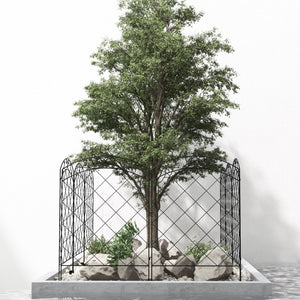 English Elm Outsunny Steel Garden Fence Panels Set of 4 Arched Vine Powder Coated Yard Border W2225P174525