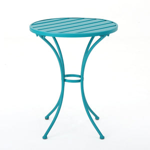 English Elm Christopher Knight Home® - COLMAR 3-Piece Metal Bistro Set for Patio — Weather-Resistant Iron Table & Stackable Armchairs, Slatted Design Teal 56558.00MCT