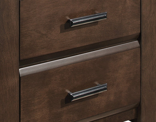 English Elm Espresso Contemporary Two-Drawer Nightstand with Beveled Okume Veneer, Gunmetal Hardware, Bold Framing B011P257334