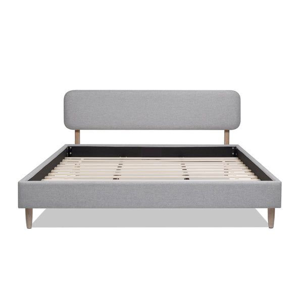 English Elm Jennifer Taylor Home - Diego King Low Upholstered Platform Bed In Light Grey - Modern Elegance With Natural Wood Legs B2719P238662