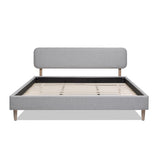 English Elm Diego Low Upholstered Platform Bed, King, Light Grey Polyester