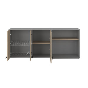 English Elm Wall Light Pine Glass Wall Cabinet Double Door Rack - Removable, Engineered Wood, Beige Chic Finish B097S00187