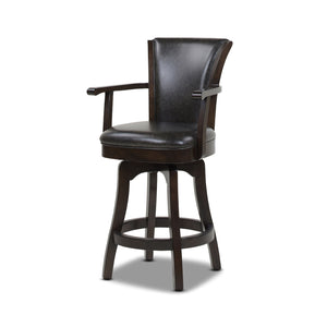 English Elm Williams 27In Swivel Counter Height Bar Stool, Vintage Black Brown Faux Leather