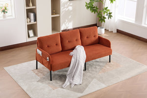 English Elm United We Win Corduroy Loveseat Plush Ergonomic Sofa with Spring Support Metal Legs Orange W1568P410045