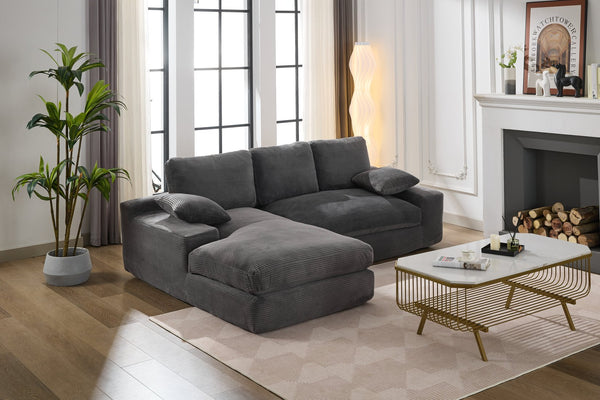 English Elm 99*69" Modular L-Shaped Sectional Sofa Set - Modern Minimalist Design, No Assembly, Versatile Comfort! W1829S00058