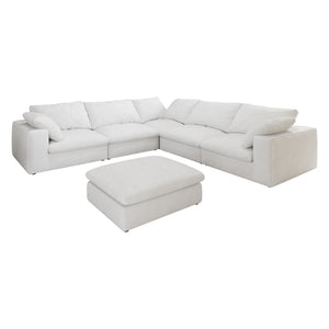 English Elm Oversized Cloud Modular Sectional Sofa with Feather-Filled Cushions, Convertible V-Shape, Storage Ottomans, Removable Covers White W2824S00014